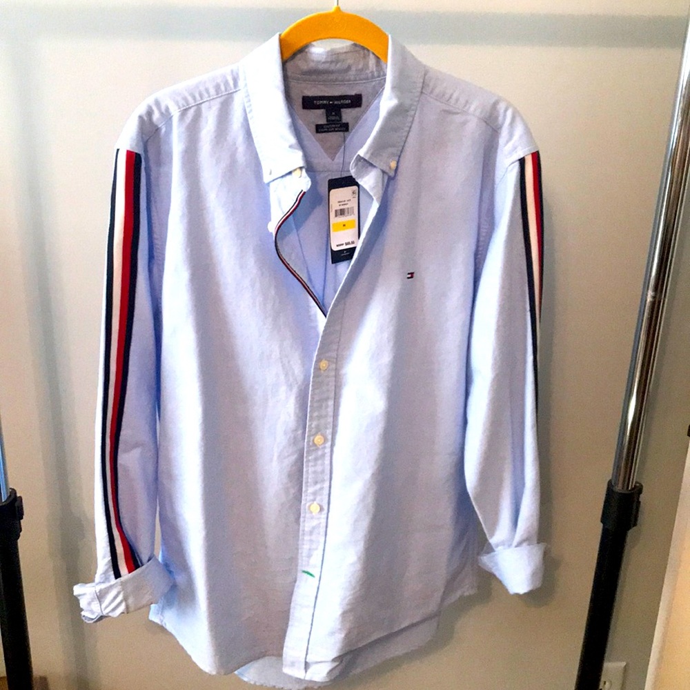Ladies Oxford button down with soft web detail